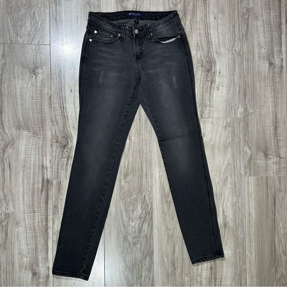 ROCAWEAR CLASSIC VTG Y2K Black w/ Purple Logo Low Rise Skinny Jeans 5